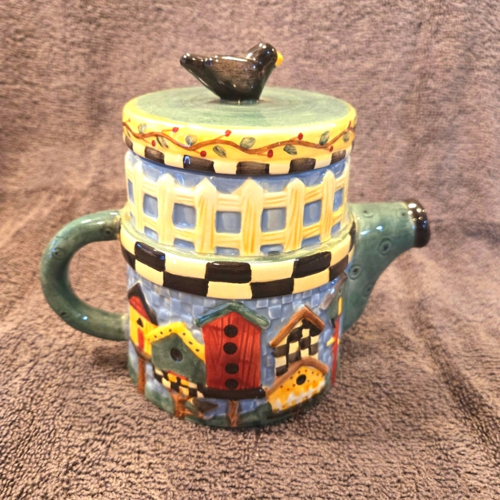 Sakura Debbie Mumm birdhouse teapot